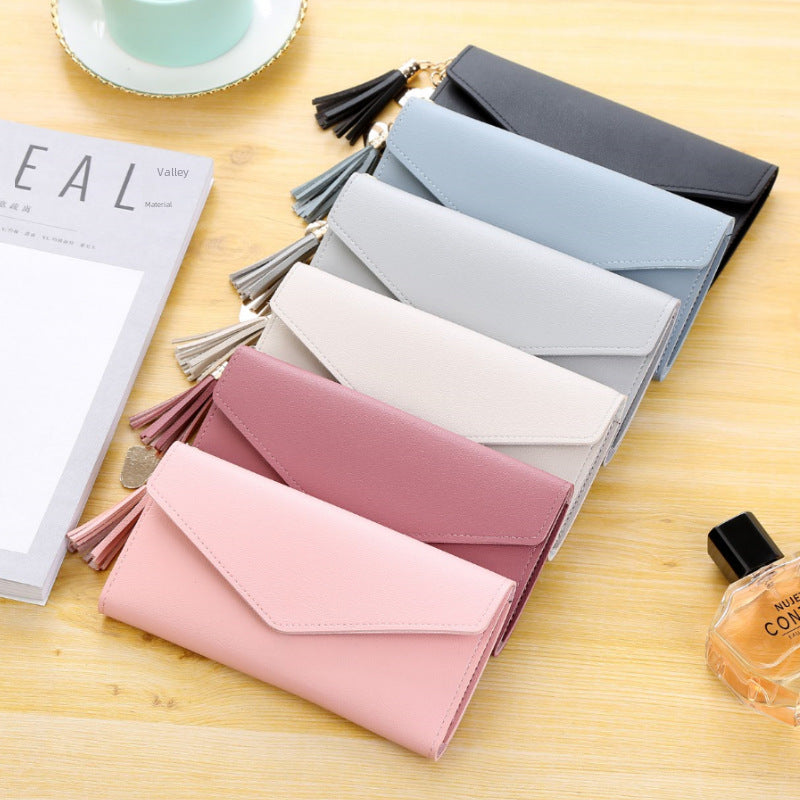 Wholesale  Long Tassel Campus Pendant Fashion Wallet