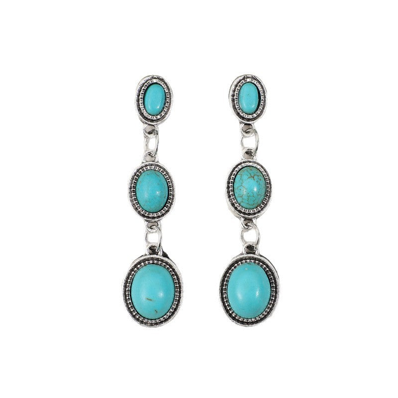 Wholesale Bohemian Retro Long Turquoise Earrings - Chic Gift for Everyday Wear Boutique Resale