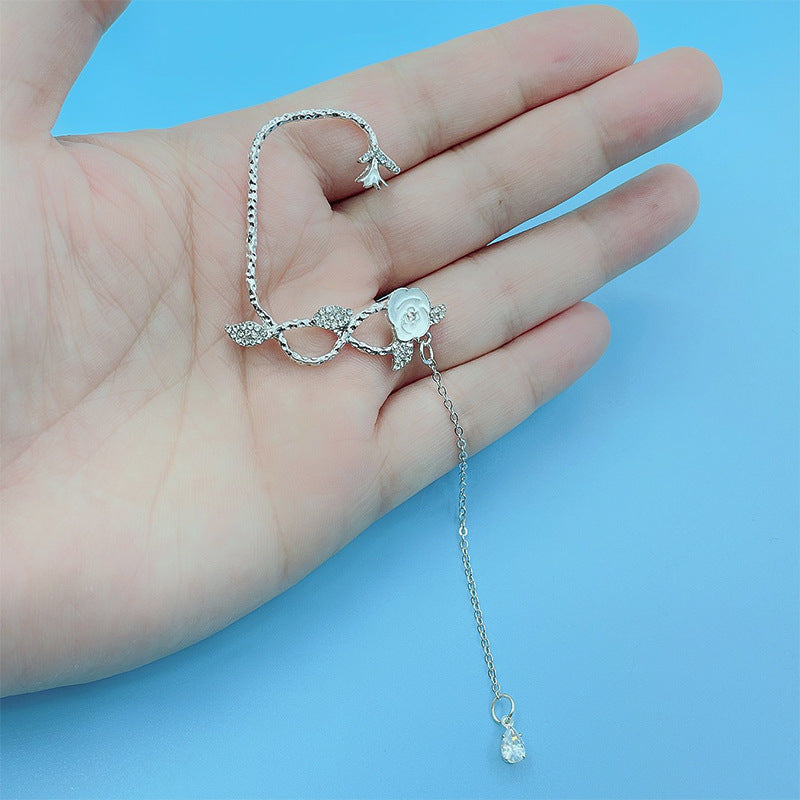 Wholesale Zircon Rose Tassel  Earrings