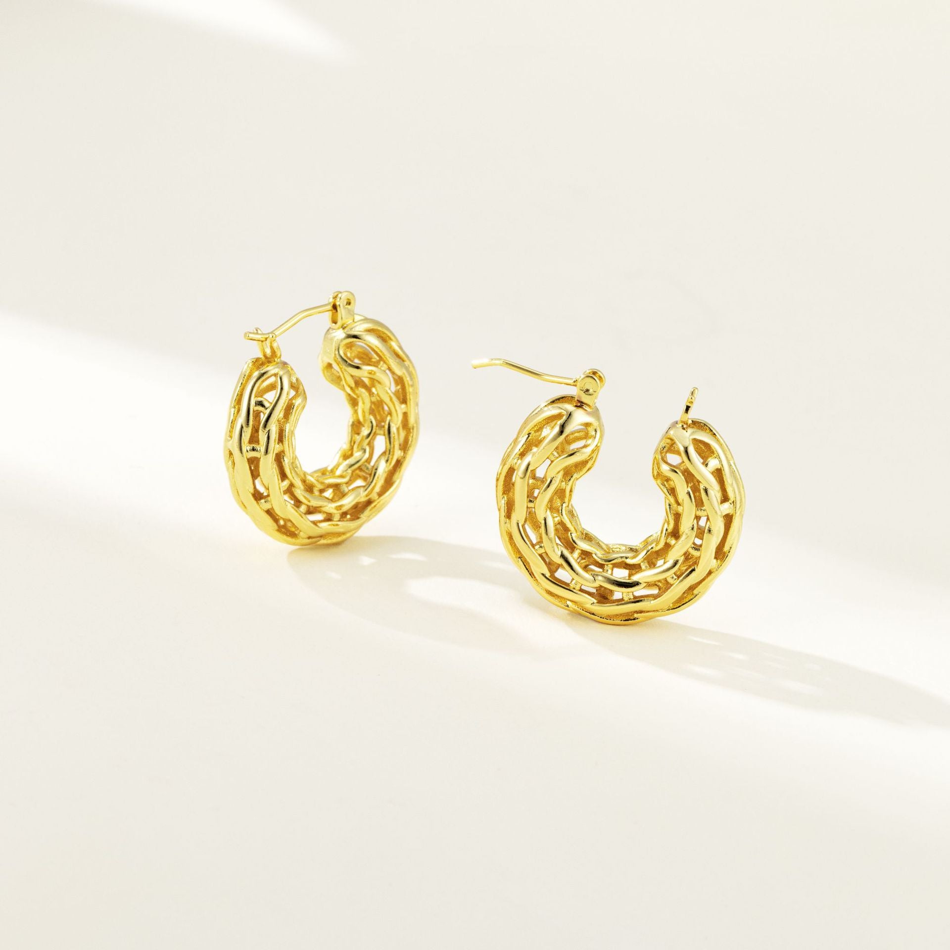 Wholesale copper plated 18K real gold earrings