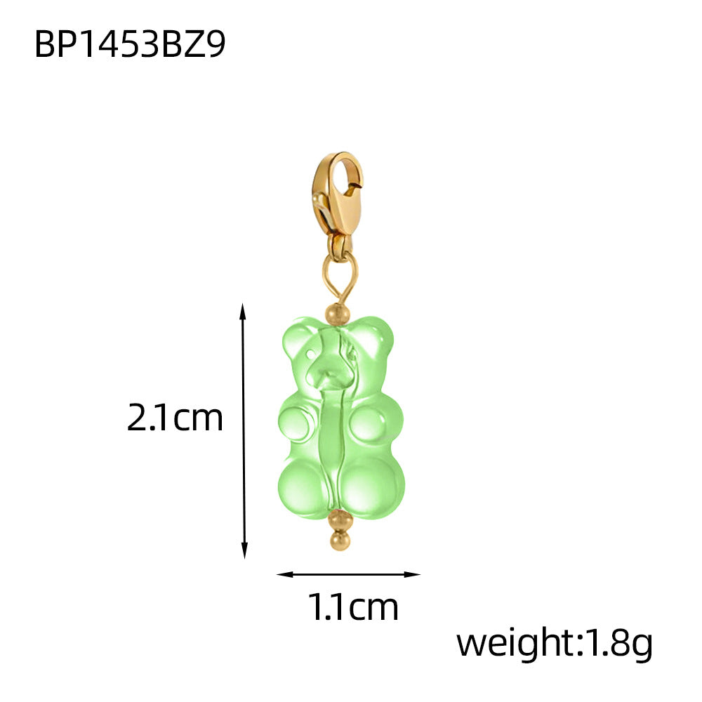 Wholesale  Macaron Colorful Bear DIY Jewelry Pendant