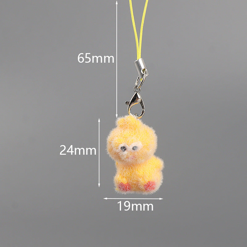 Wholesale Cute mini flocked puppy and bear mobile phone chain