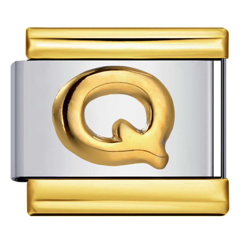 Wholesale Italian Charm Bracelet 9mm DIY Splicing Removable Raised Letters Stainless Steel Composable Bracelet