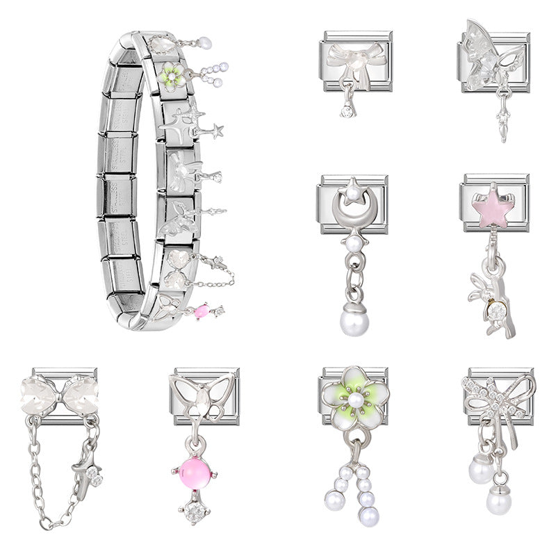 Wholesale Italian Charm Bracelet 9mm DIY Splicing Cute Creative Pendant Stainless Steel Composable Bracelet