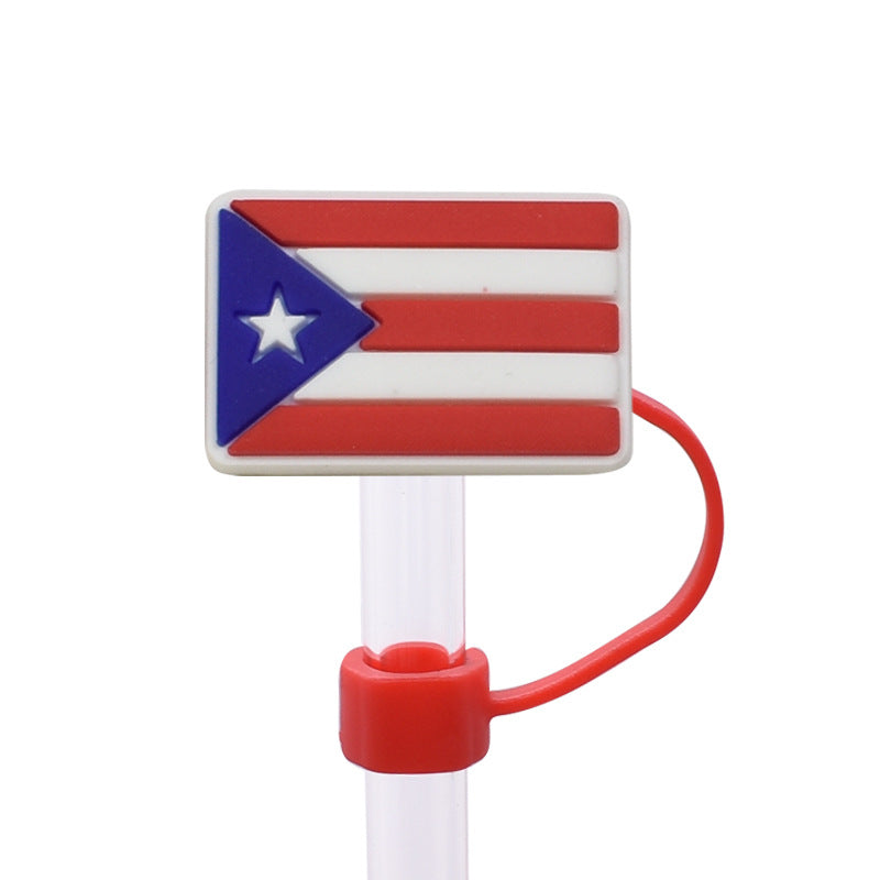 Wholesale Random 100pcs Independence Day Series PVC Soft Straw Tube Cap