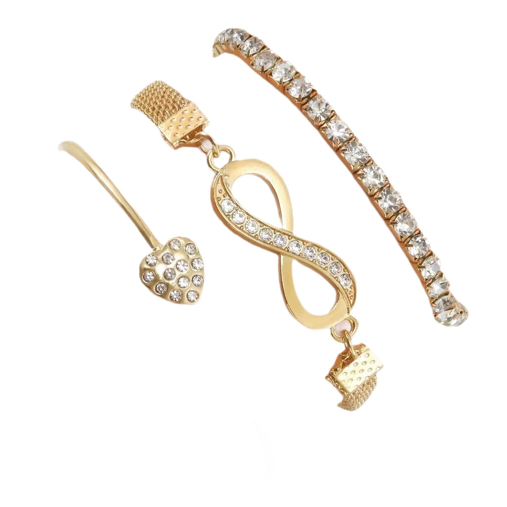 Wholesale Zinc Alloy Infinite Symbol Open Bracelet Set - 3 Piece Boutique Resale Jewelry Accessory