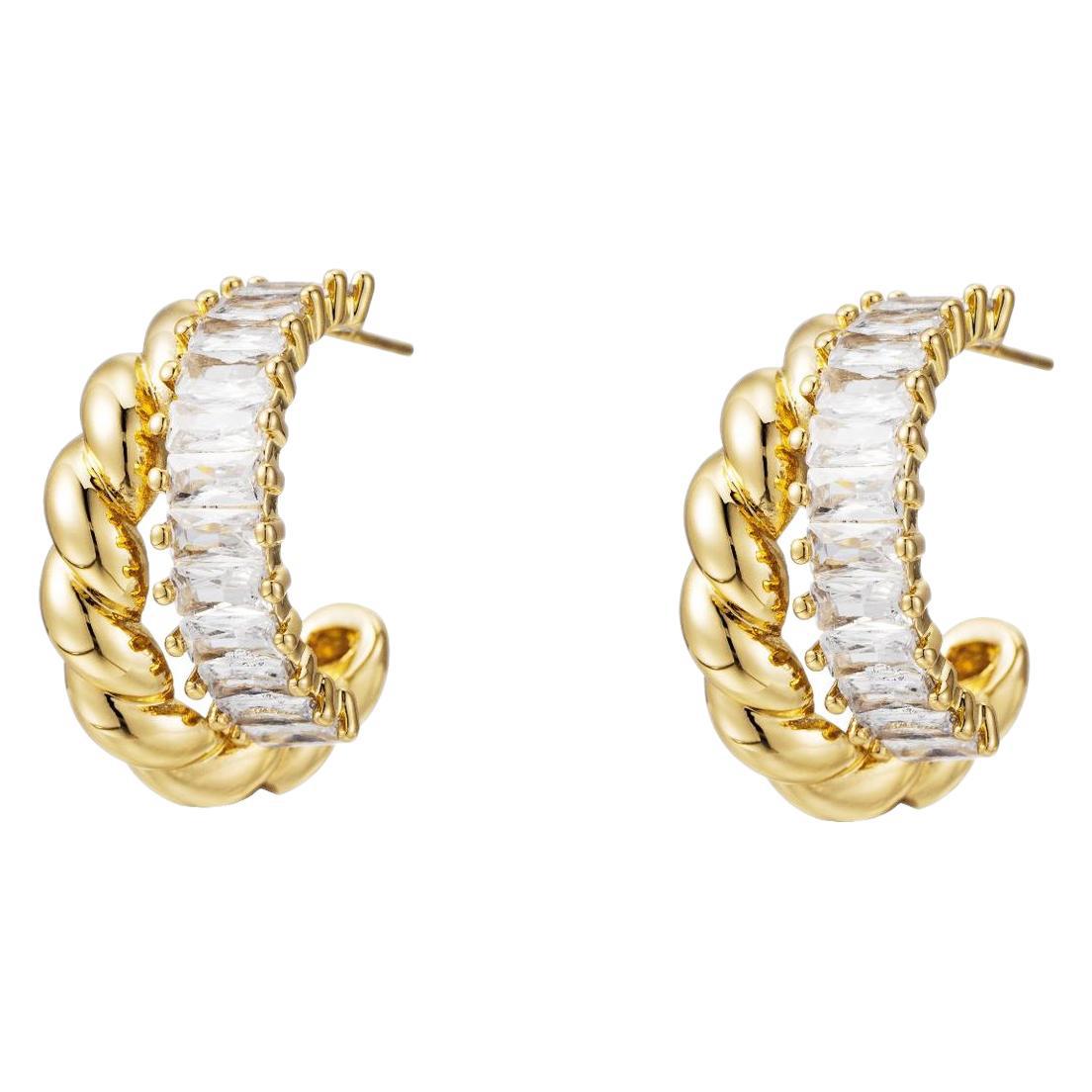 Wholesale Copper Plated 18K Real Gold s925 Silver Needle Gold Earrings