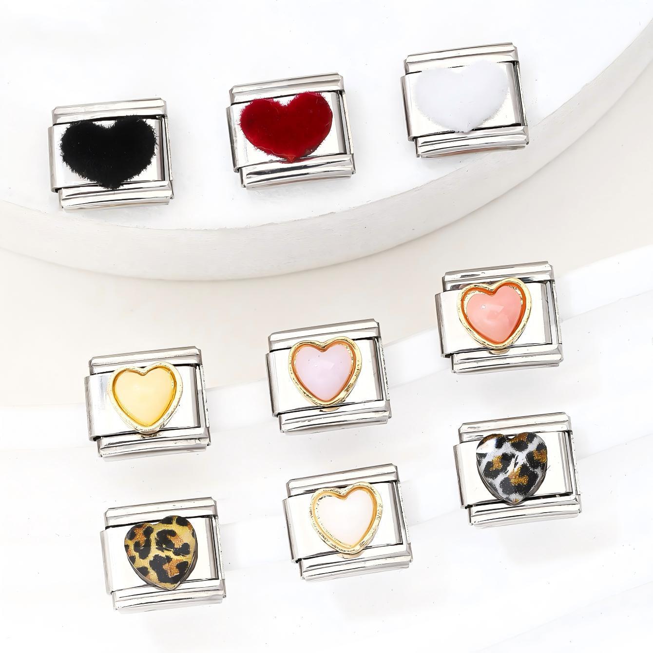 Wholesale 10pcs Italian Charm Bracelet 9mm DIY Splicing Butterfly Heart Stainless Steel Composable Bracelet