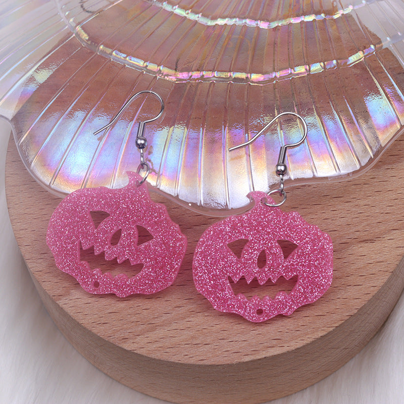 Wholesale Halloween Earrings Long Stitching Bat Pumpkin Spider Acrylic Earrings