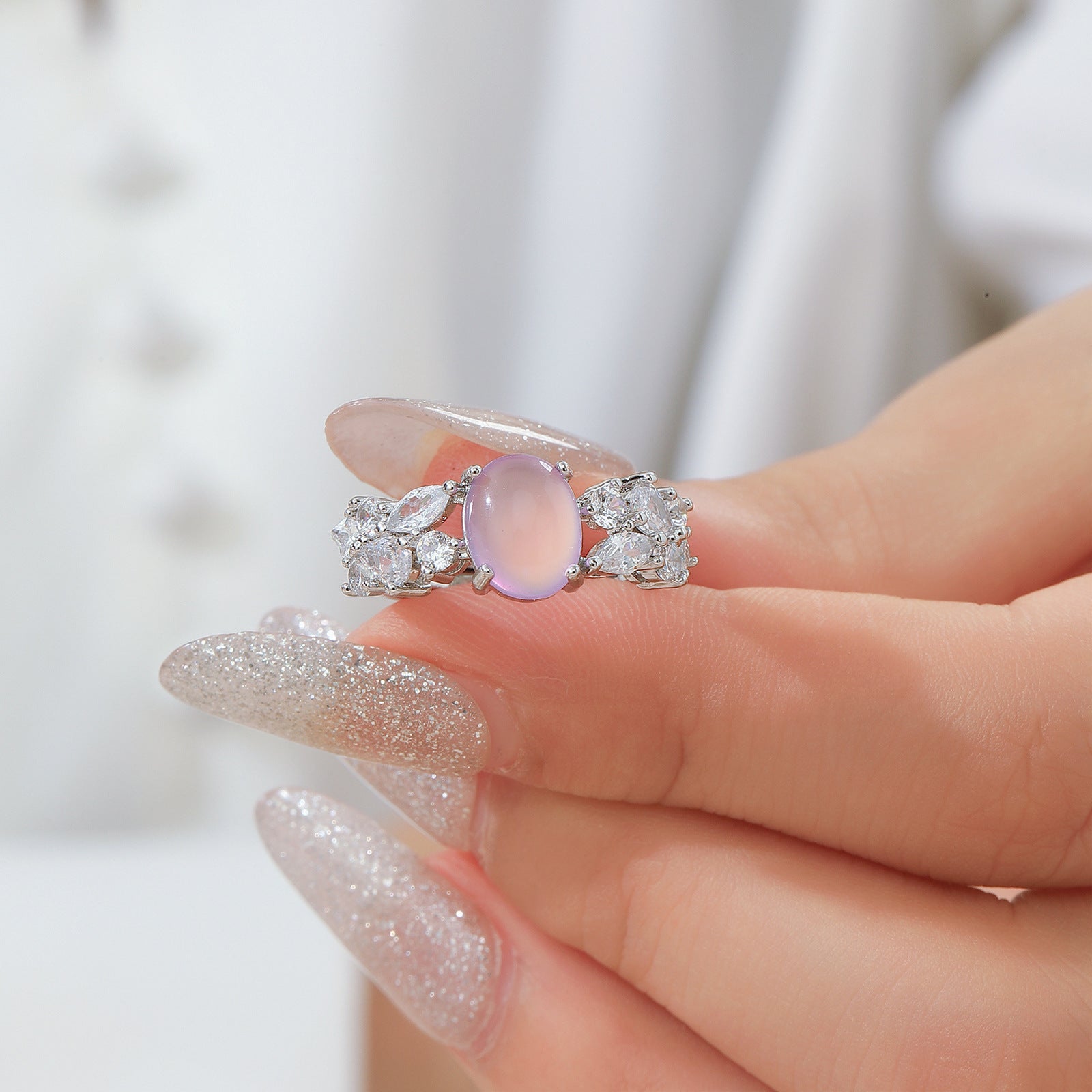 Wholesale Fresh Style Ring With Zircon Silver Tone Copper Jewelry Accessory For Boutique Resale