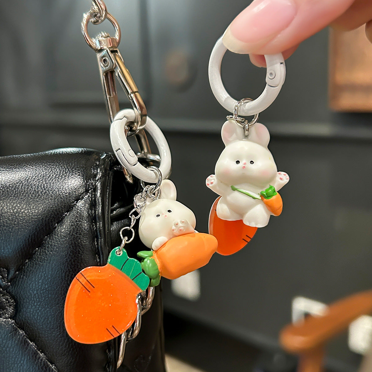 Wholesale Cute radish rabbit keychain