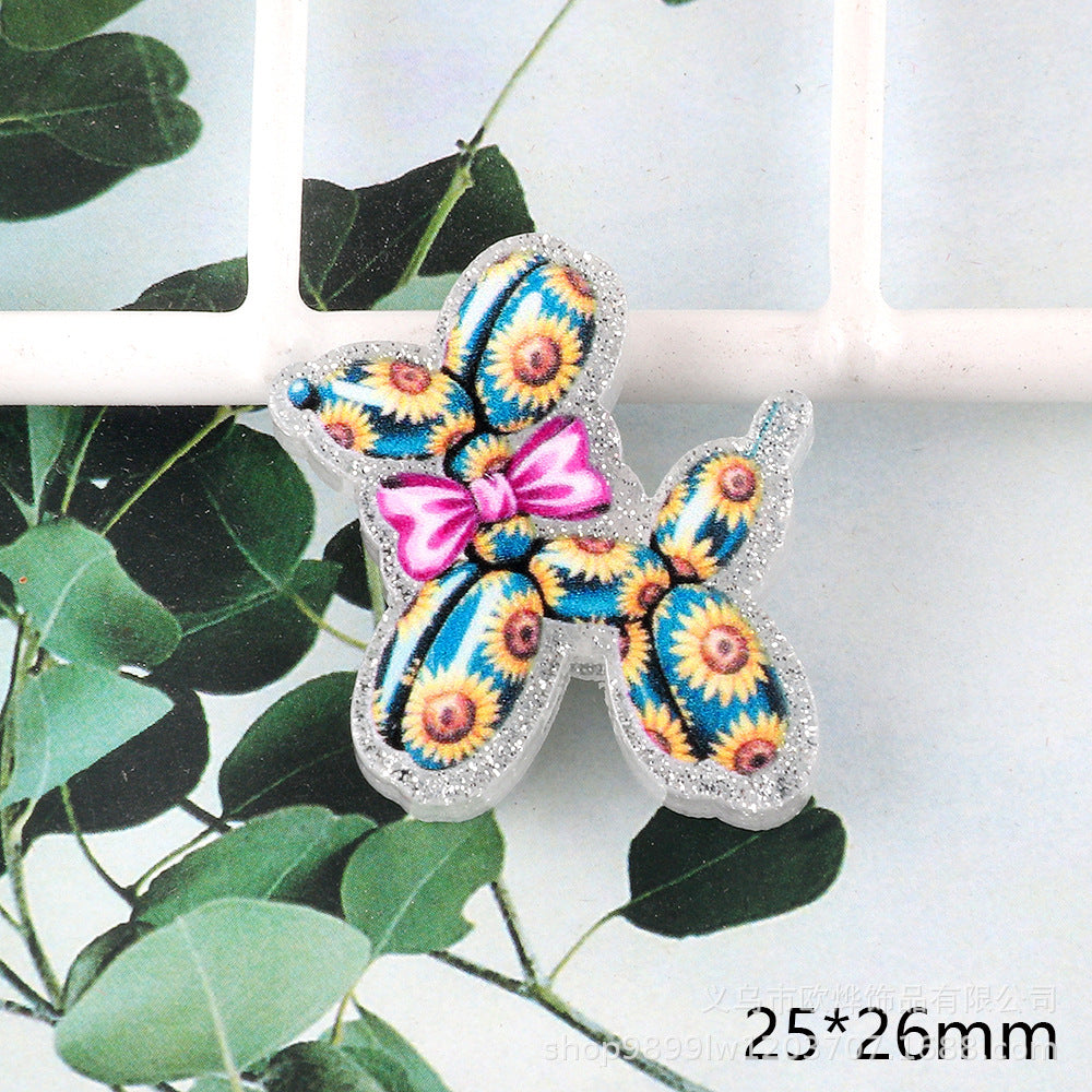 Wholesale New Cross-Border Straight Hole Cartoon Princess Animal DIY Acrylic Handmade Beaded Mobile Phone Key Chain Jewelry Accessories