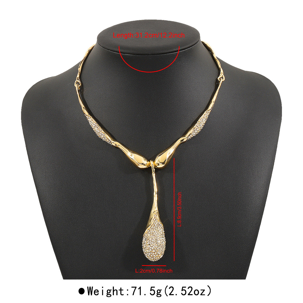 Wholesale diamond irregular water drop pendant necklace clavicle  necklace