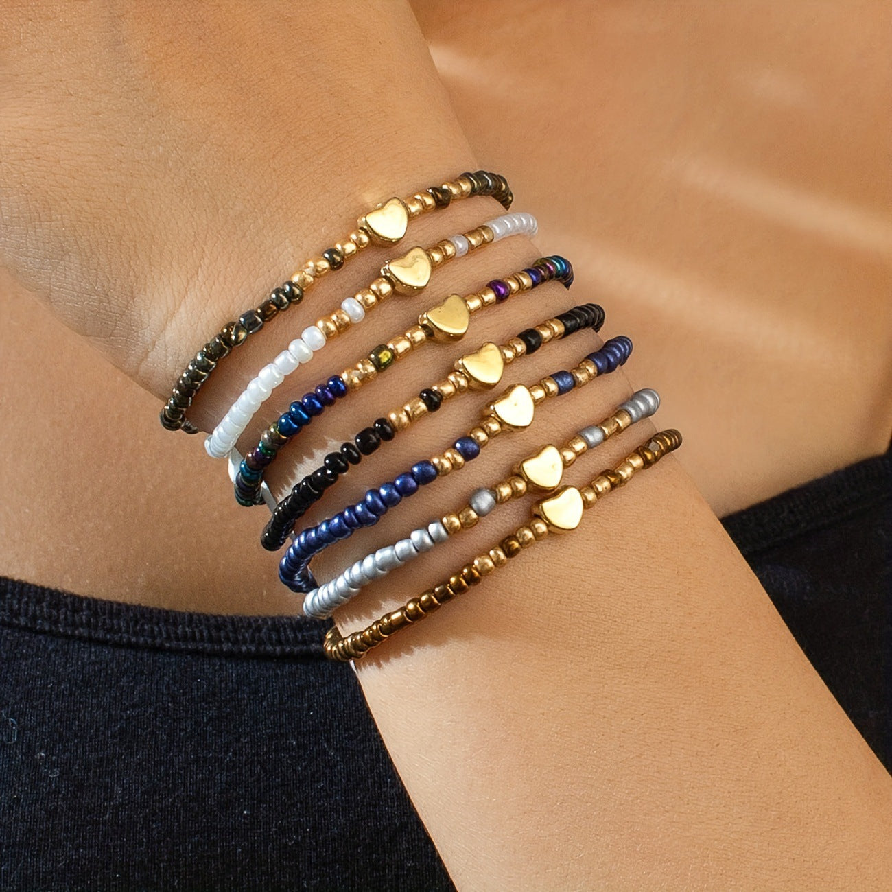 Wholesale  alloy love random color beads elastic ladies bracelet