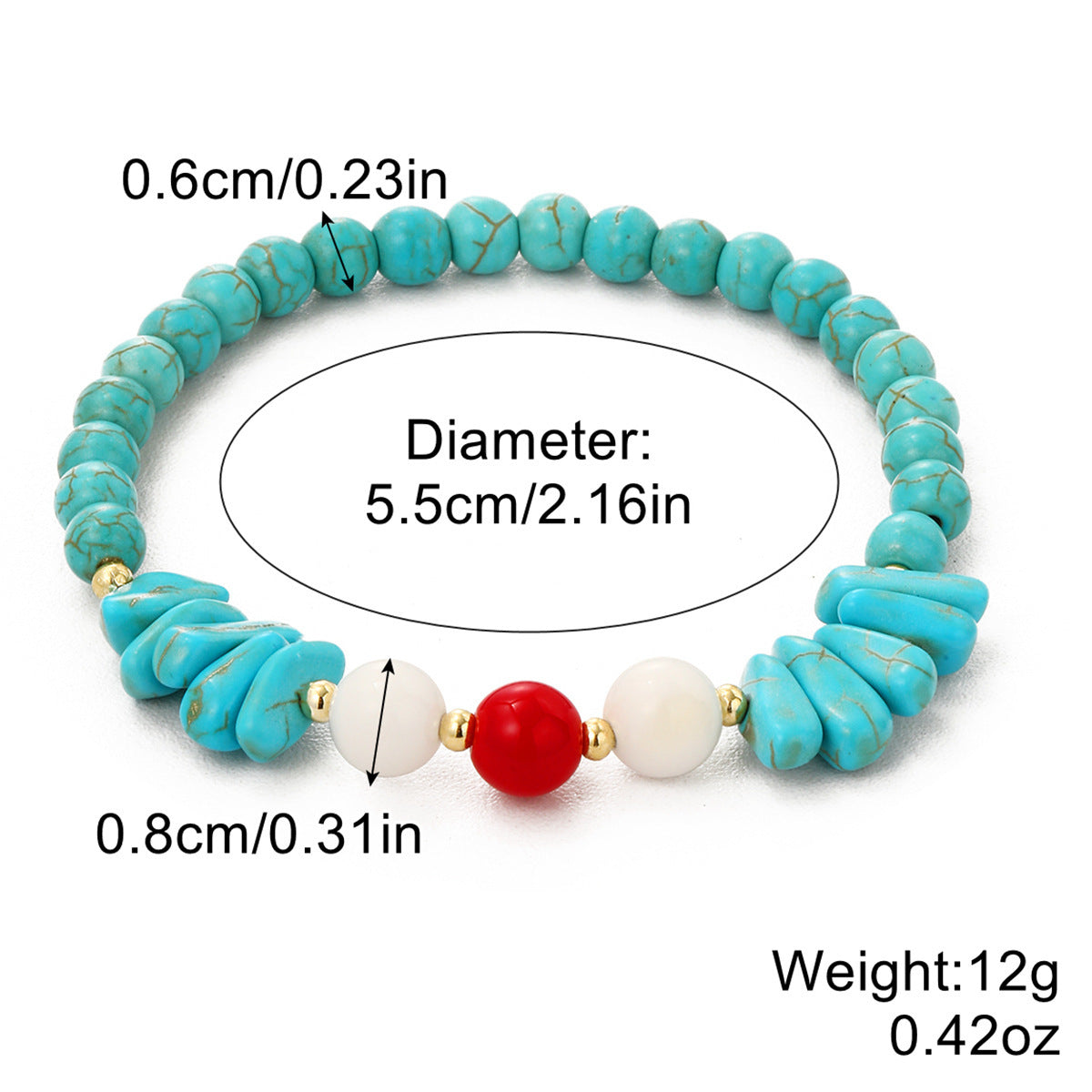 Wholesale  White Turquoise Crystal Women Beaded Bracelet suit Bohemian Turquoise Bracelet