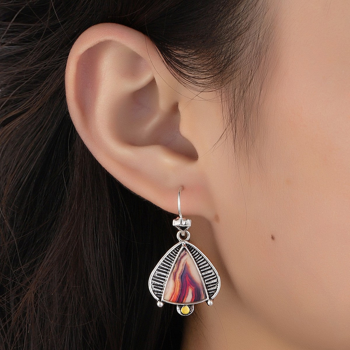 Wholesale Alloy Drop Earrings For Women Chic Triangle Teardrop Lace Design Party Jewelry Accessory
