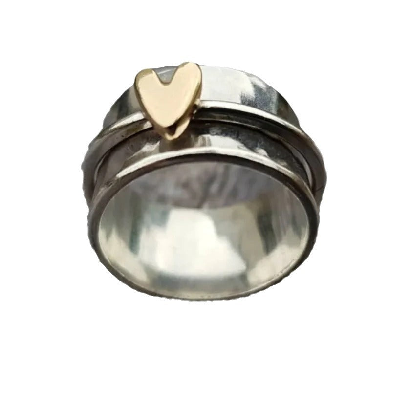 Wholesale two-color heart-shaped rotatable stress relief ring