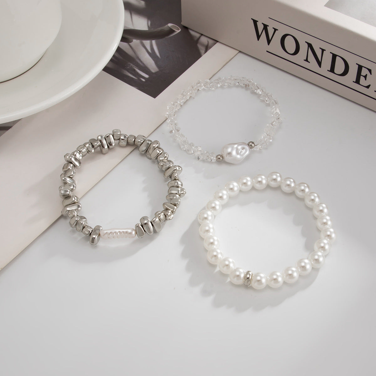Wholesale Stylish Irregular Crystal Imitation Pearl Bracelet Baroque Design Women S Fashion Jewelry Gift Boutique Resale Accessory