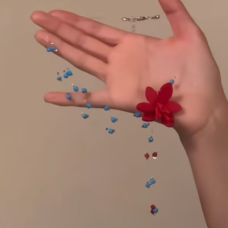 Wholesale Flower necklace blue beaded clavicle necklace