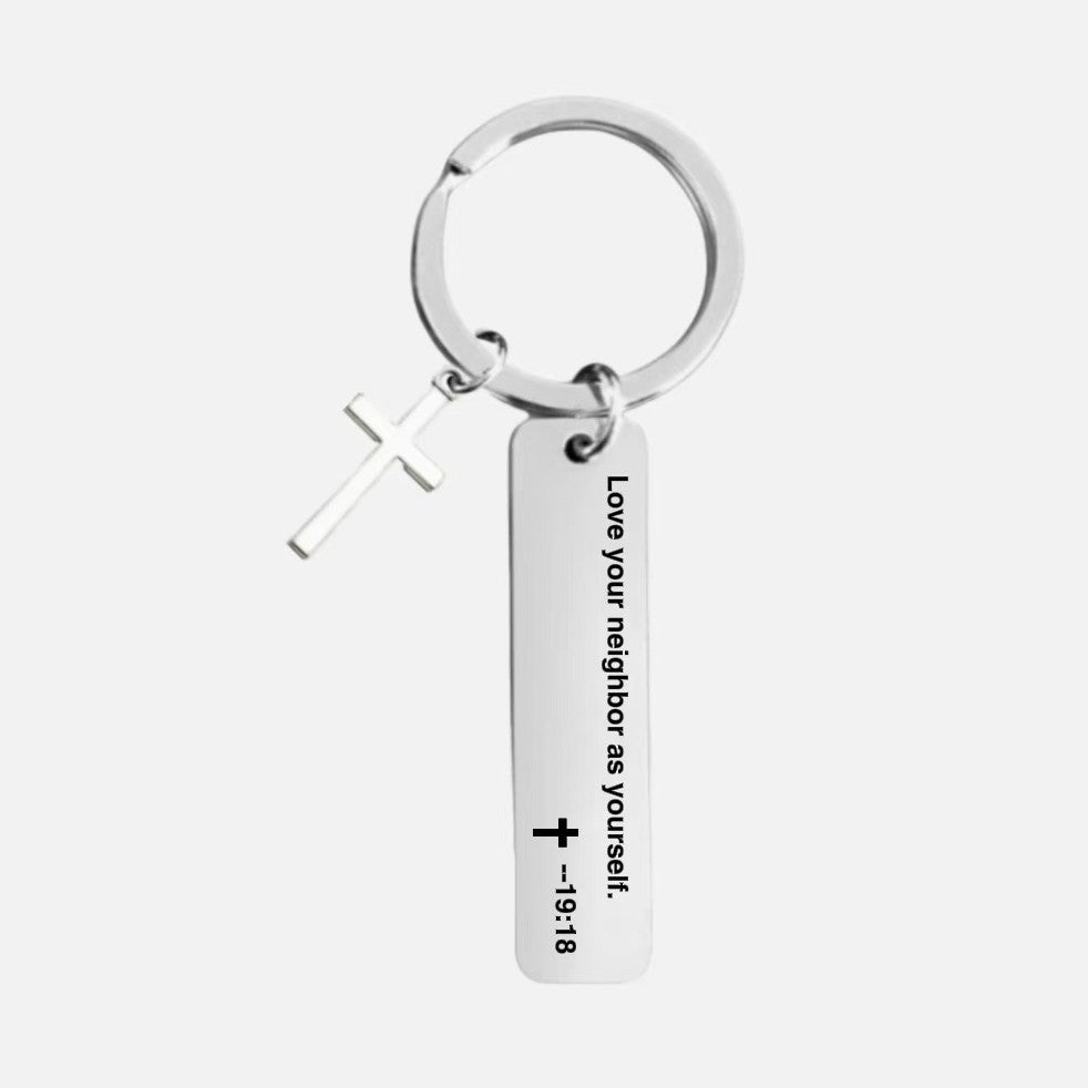 Wholesale Titanium Steel Cross Pendant Keychain Trendy European Style Religious Gift For Backpack Car Key Accessory