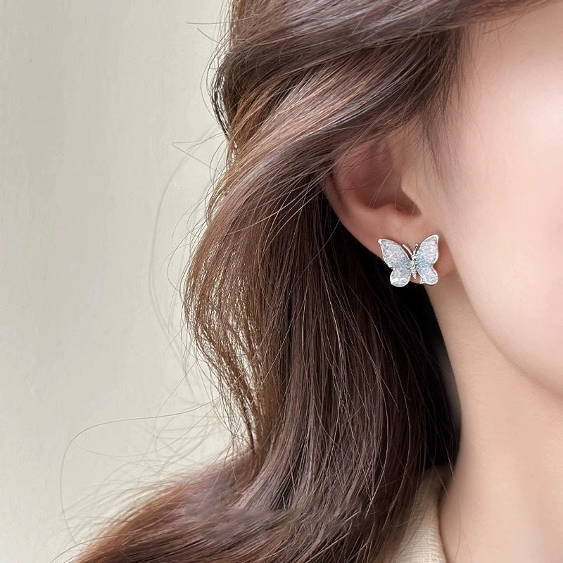 Wholesale Gold Gradient Pink Butterfly Earrings