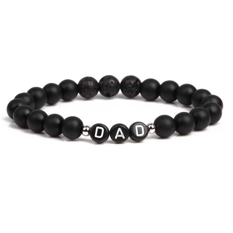 Wholesale European Style 8Mm Natural Stone DAD Letter Beaded Bracelet Father S Day Gift Elastic Cord Jewelry Accessory