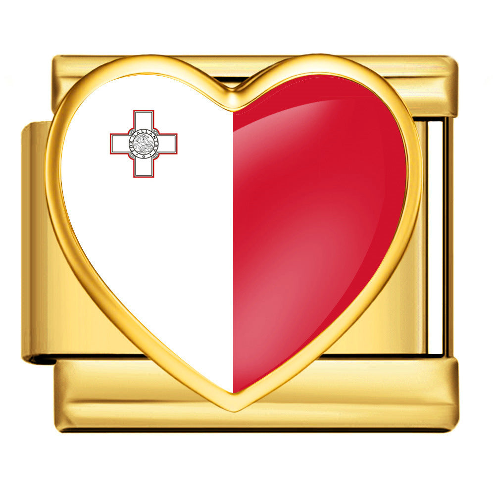 Wholesale Gold Plated Stainless Steel DIY Modular Bracelet With Heart Italy Flag Design Party Jewelry Accessory For Women