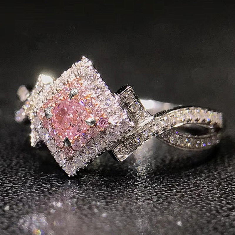 Wholesale Criss-Cross Pink Diamond &  Zircon Ring