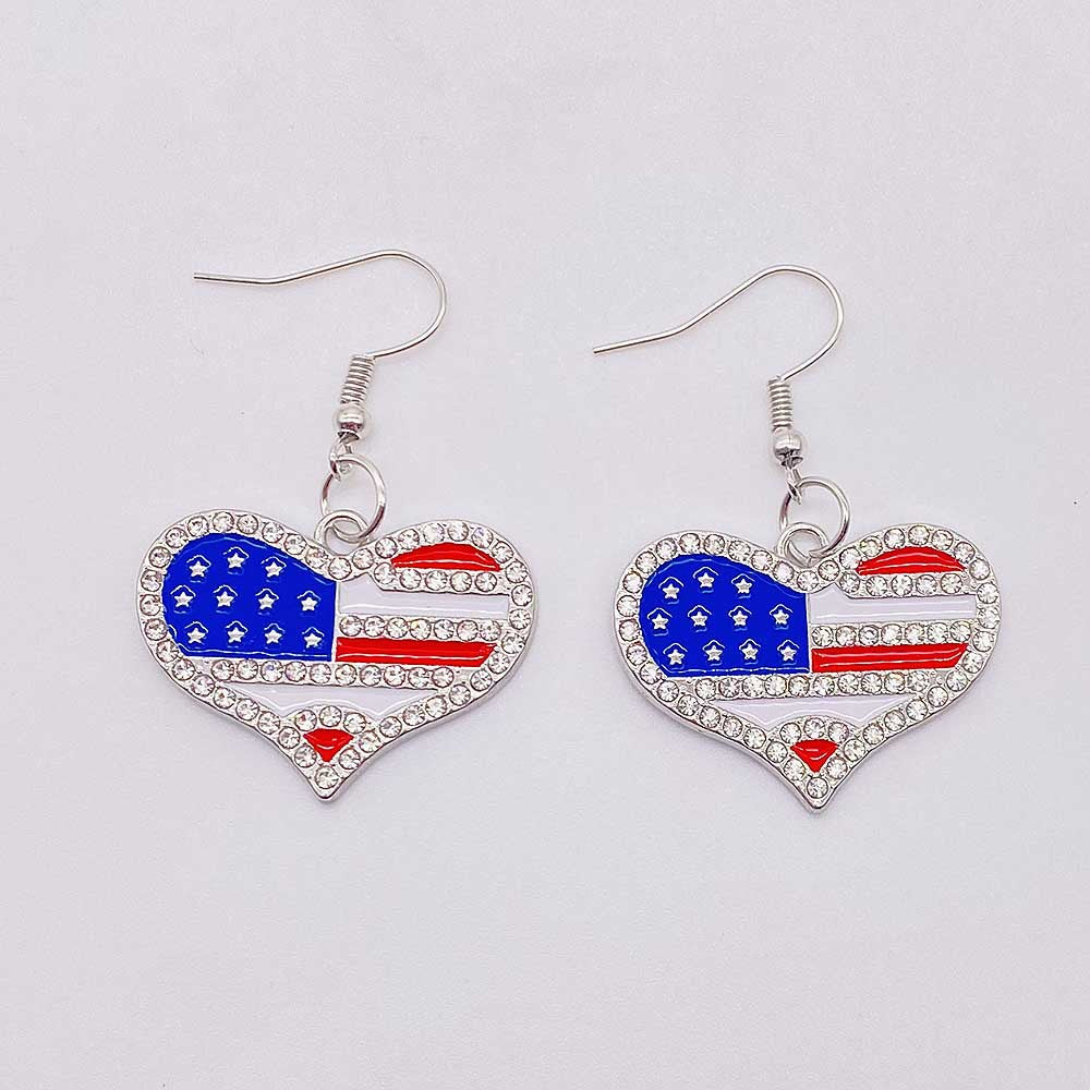 Wholesale American Independence Day Heart Pentagram Cross Earrings ACC-ES-CY011