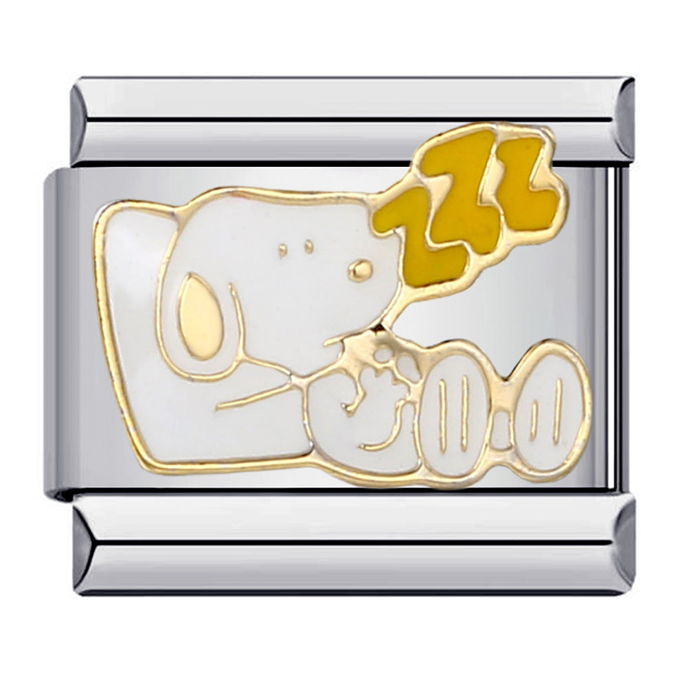 Wholesale Italian Modular Classic Cartoon Puppy Stainless Steel DIY Bracelet Bracelet