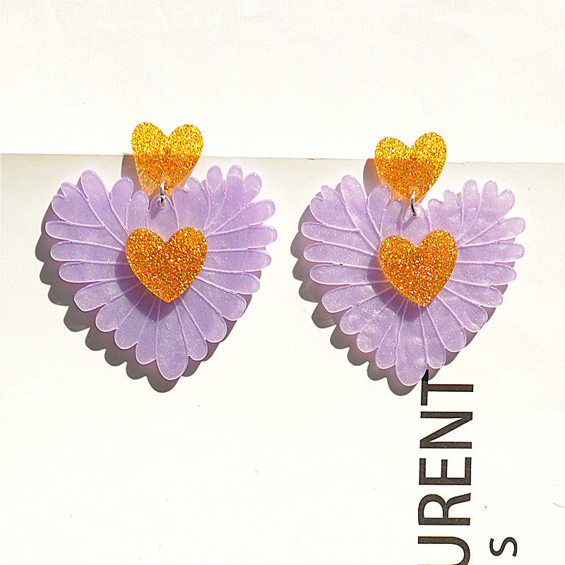Wholesale Valentine' s Day Heart Earrings Flower Peach Heart Fashion Earrings