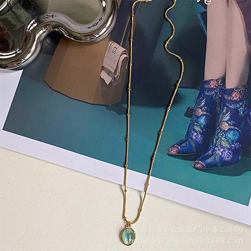 Wholesale Cat's Eye Pendant Small Round Bead Necklace ACC-NE-Xiangou004