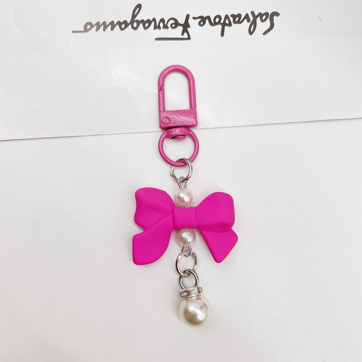 Wholesale Candy Colored Bowknot Texture Keychain Bag Charm Phone Accessory Gift