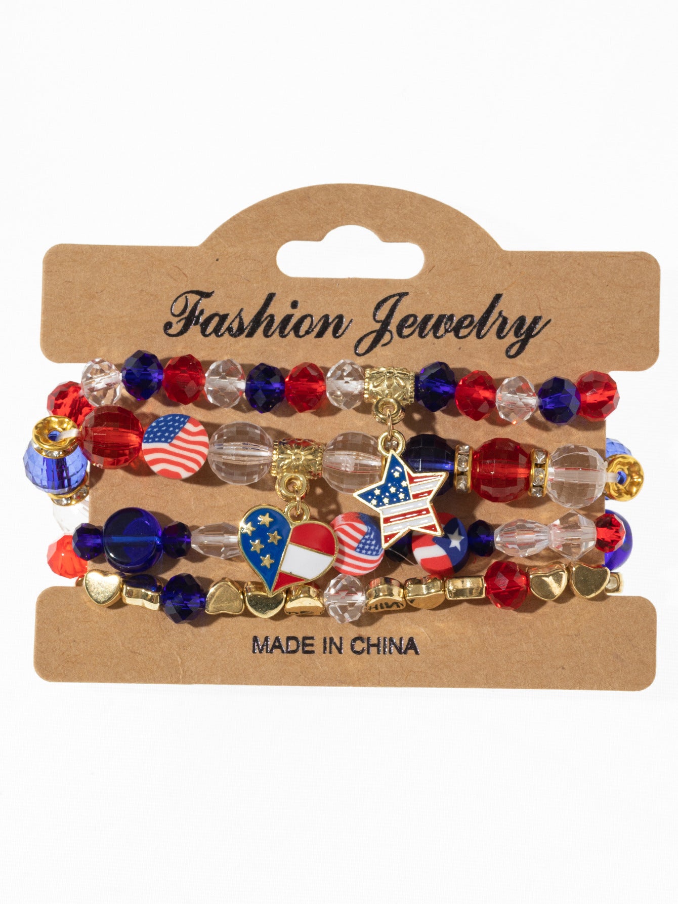 Wholesale American Flag Independence Day Multi-layer Elastic Letter Beaded Bracelet ACC-BT-Xunru002