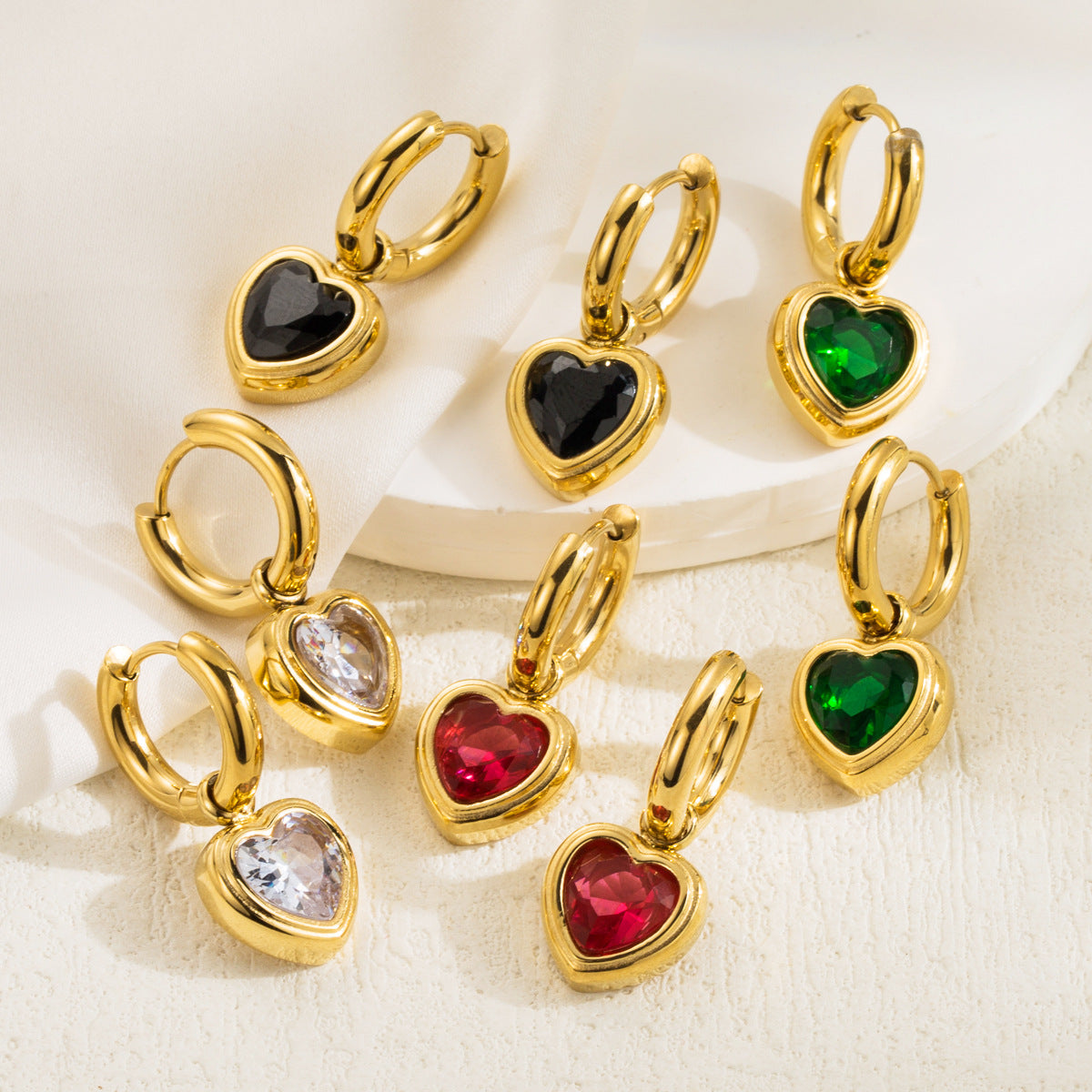 Wholesale Vintage Stainless Steel Earrings Love Gemstone Earrings ACC-ES-BP005