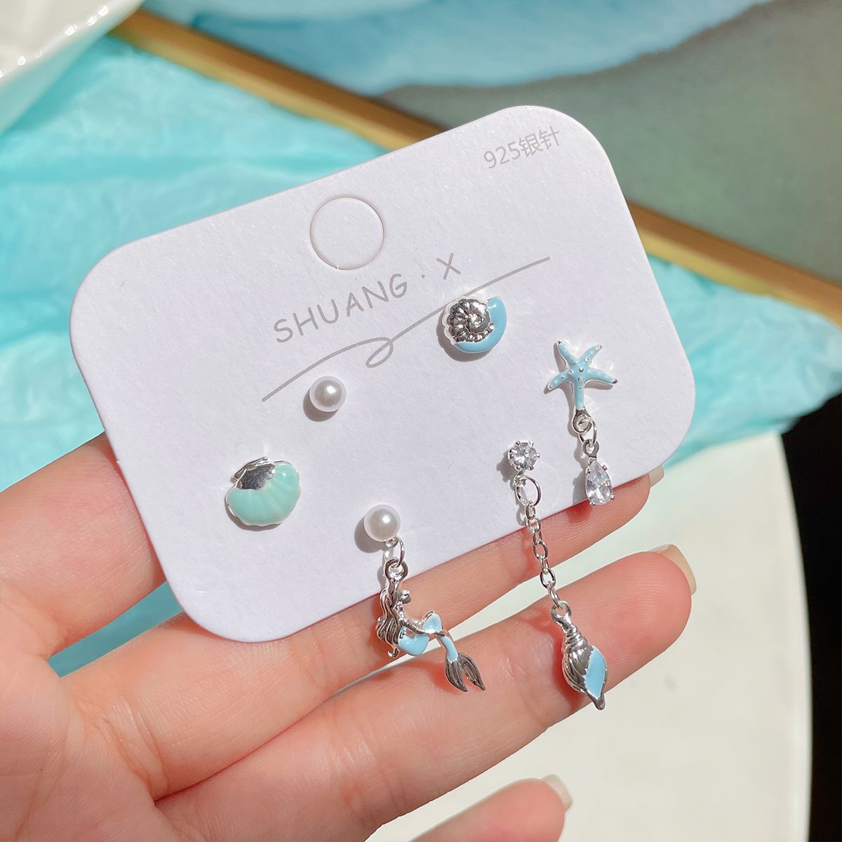 Wholesale Starfish Blue Earrings