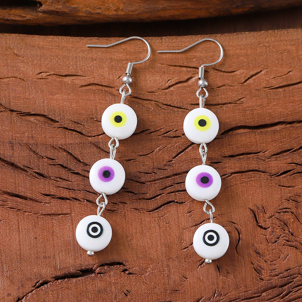 Wholesale Retro Evil Eye Tassel Flower Earrings Zinc Alloy Boutique Resale Jewelry Accessory