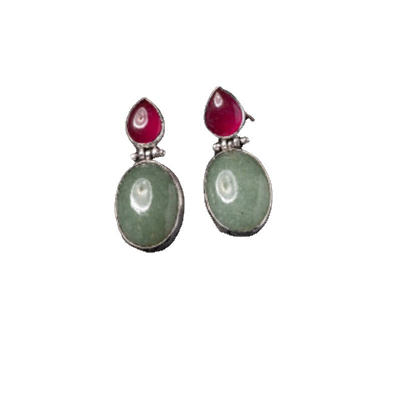 Wholesale  cute red and green moonstone earrings