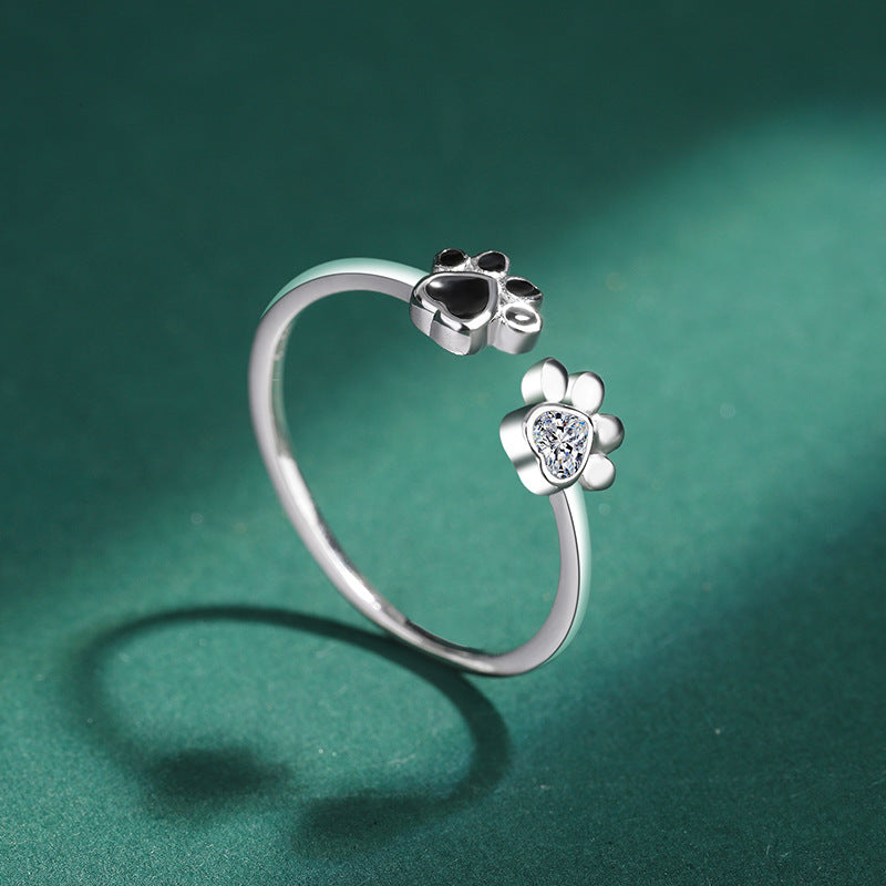 Wholesale sterling silver adorable claw print S925 open ring
