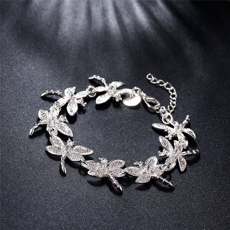 Wholesale Copper Electroplated Dragonfly Bracelet Women Fashion Jewelry Accessory