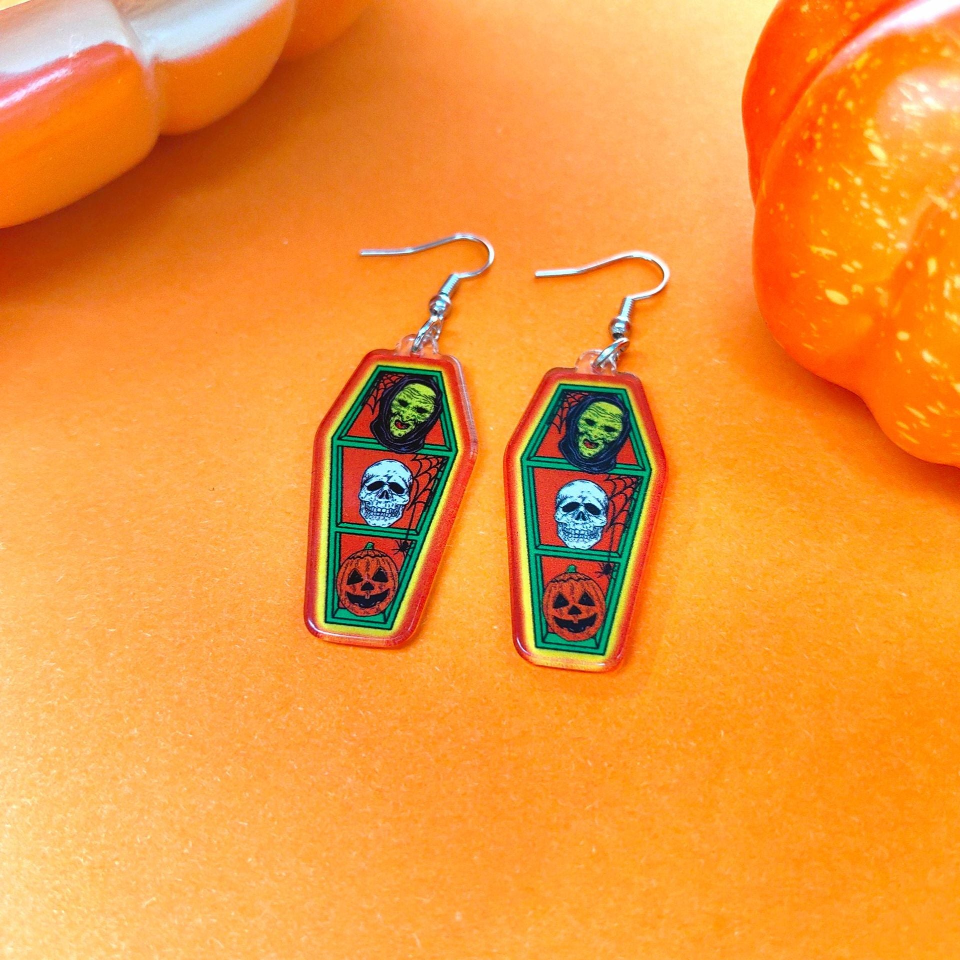 Wholesale Halloween Cartoon Pumpkin Ghost Acrylic Earrings ACC-ES-Xizhao011