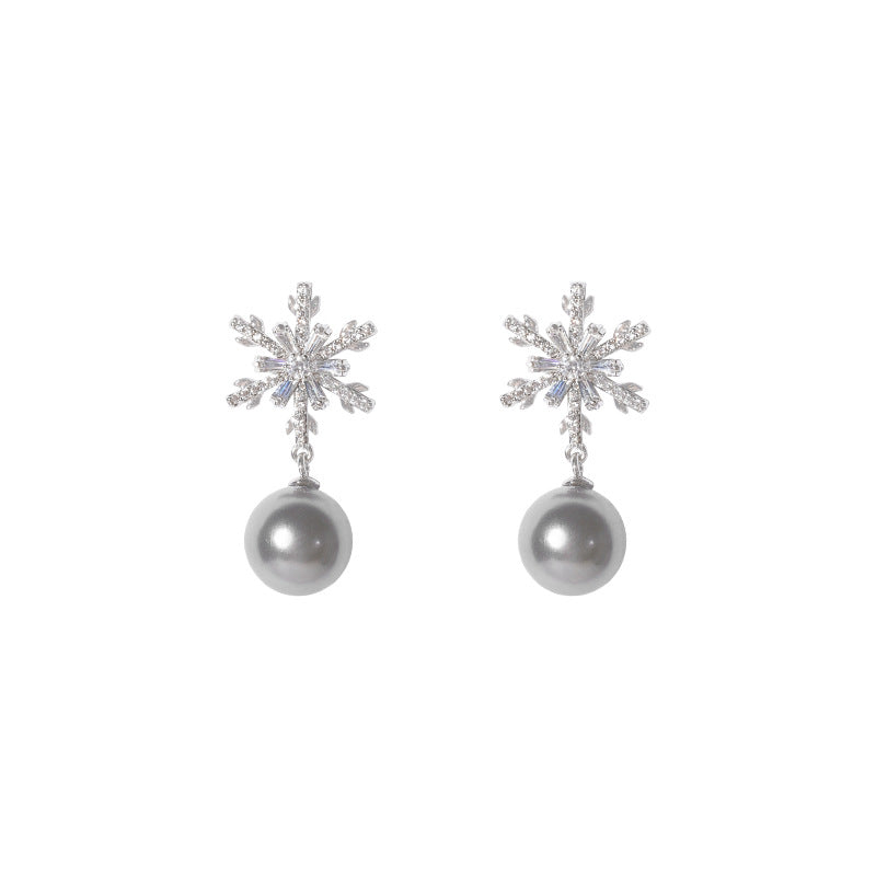 Wholesale Winter Christmas Snowflake S925 Silver Needle Earrings