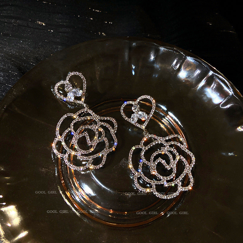 Wholesale 925 Silver Needle  Exaggerated Temperament Full Diamond Earrings