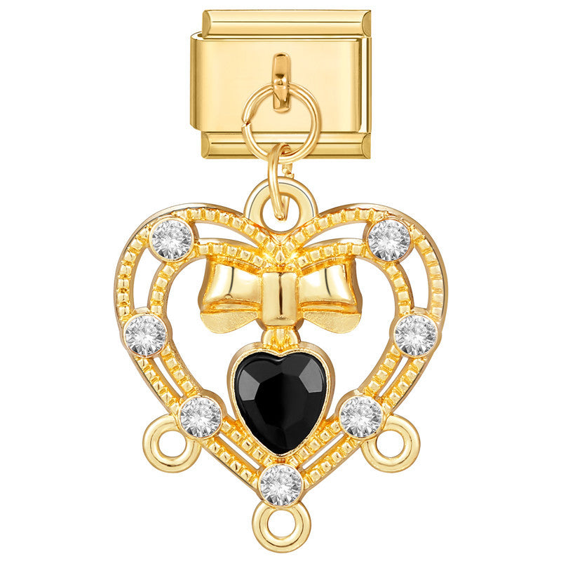 Wholesale Italian Charm Bracelet 9mm DIY Splicing Gold Heart Pendant Stainless Steel Composable Bracelet