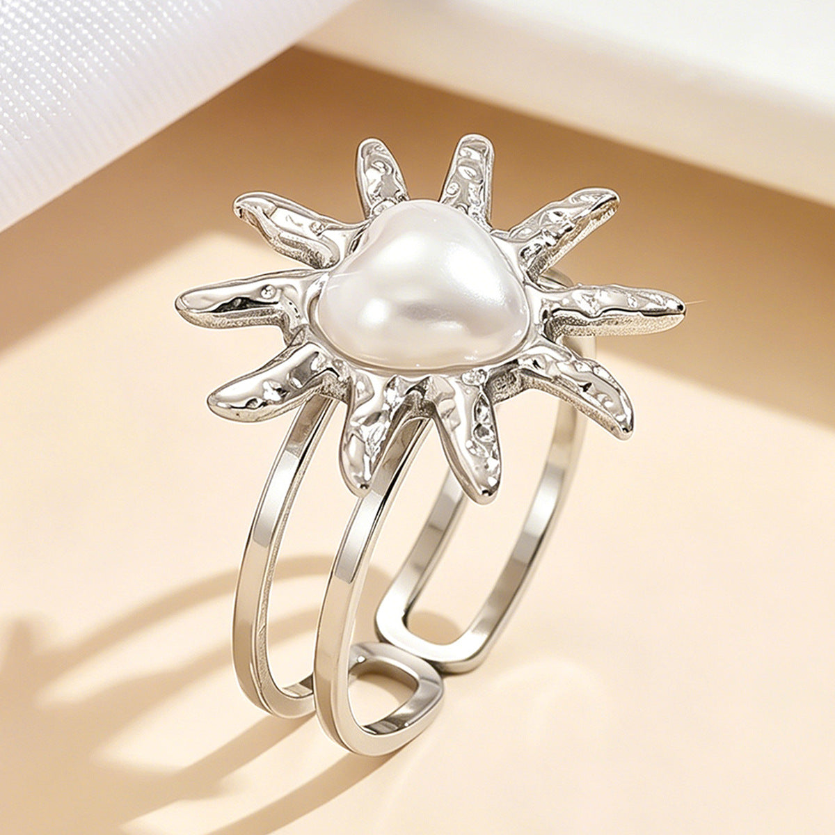 Wholesale Sweet Princess Pearl Flower Open Ring Stainless Steel 18K Gold Plated Women S Fashion Jewelry Accessory For Everyday Wear And Boutique Resale