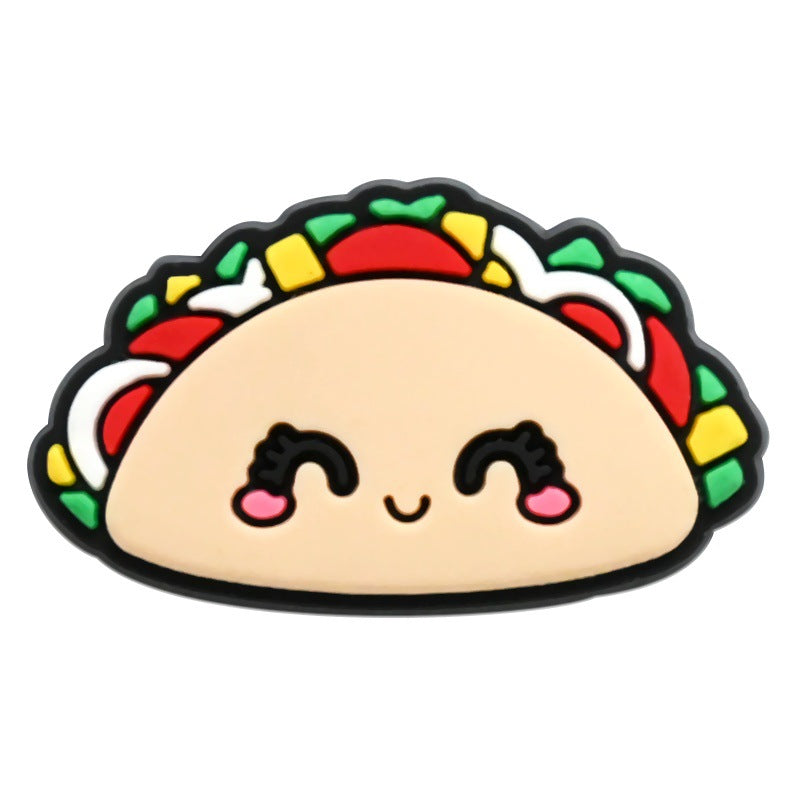 Wholesale Random 100pcs Cartoon Food Series  PVC Soft Rubber Shoe Buckle Decoration