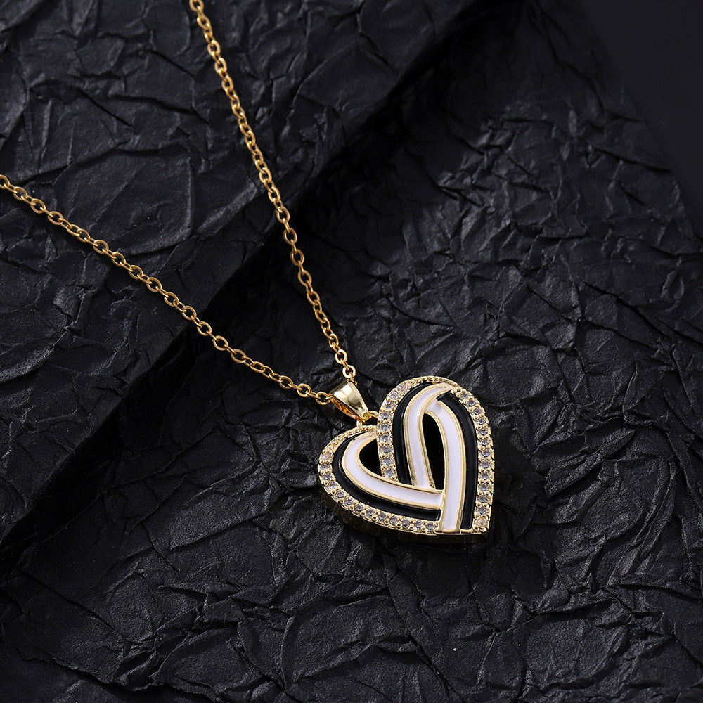 Wholesale Oil Dripping Love Heart Moon Copper Necklaces ACC-NE-SY005