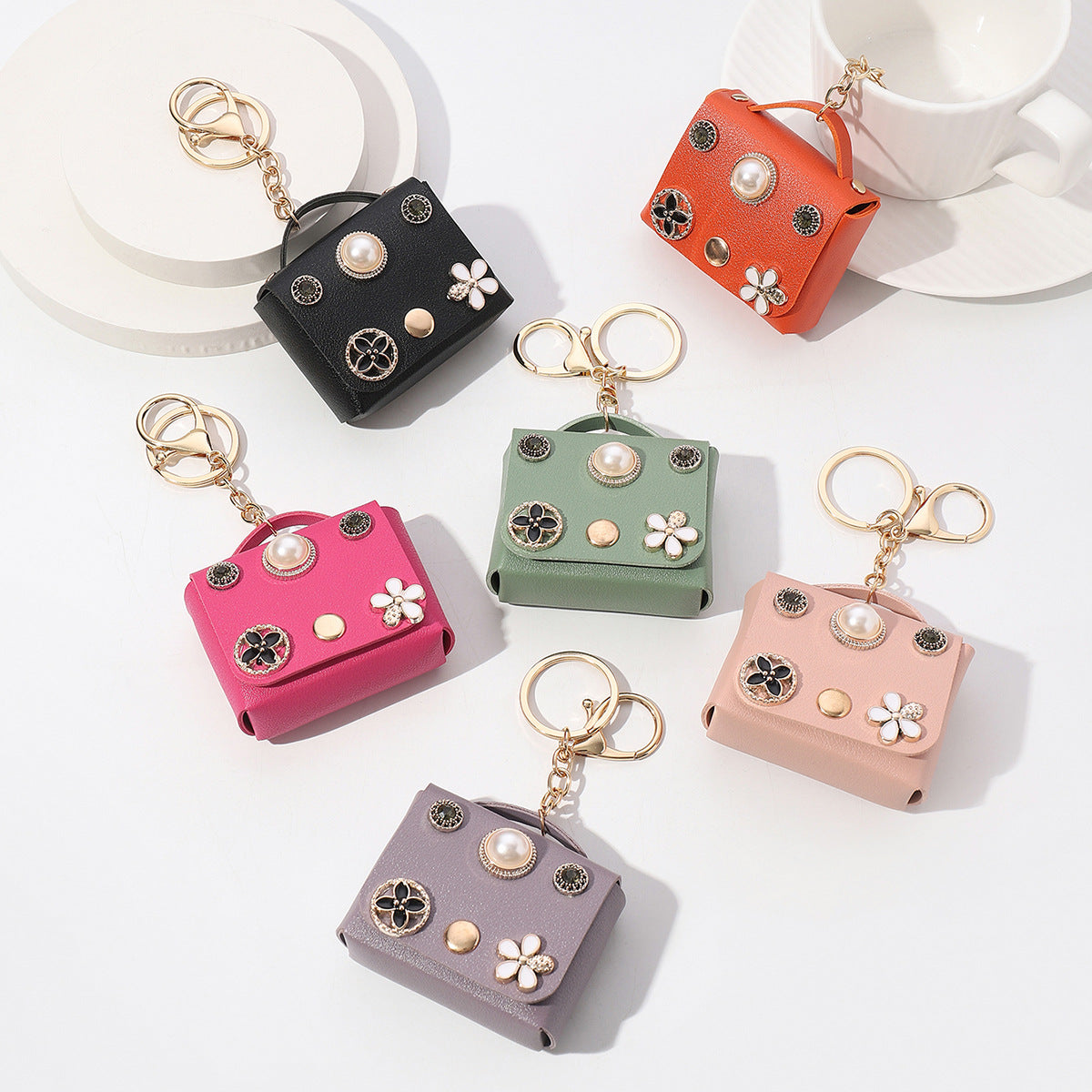 Wholesale Cartoon Inlaid Pearl Coin Purse Keychain Keychain Wallet ACC-KC-RongR033