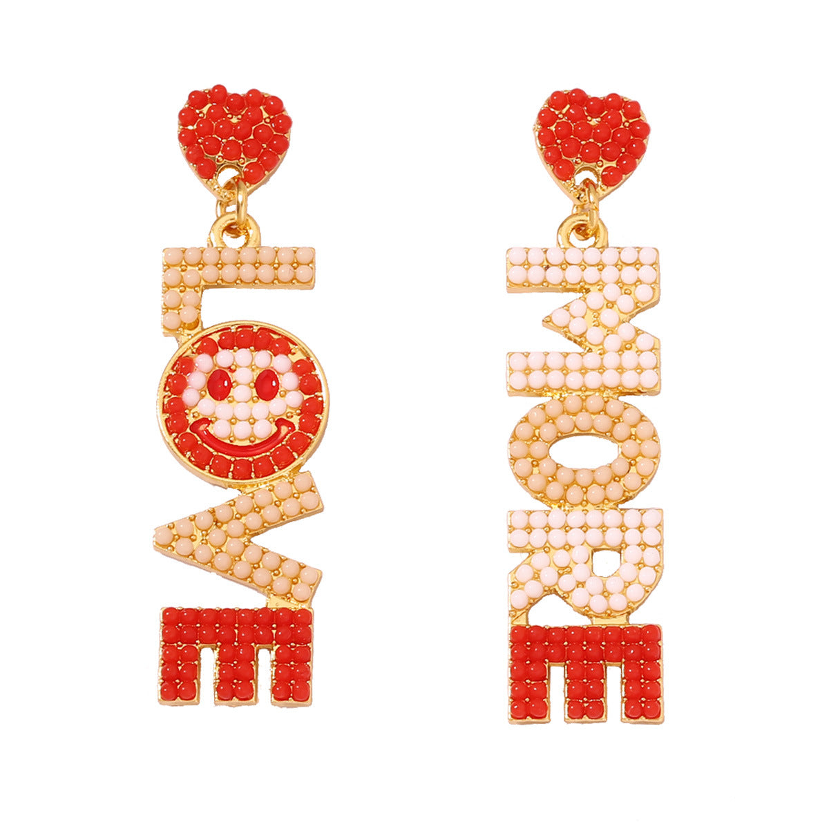 Wholesale Valentine's Day LOVE Rice Bead Earrings