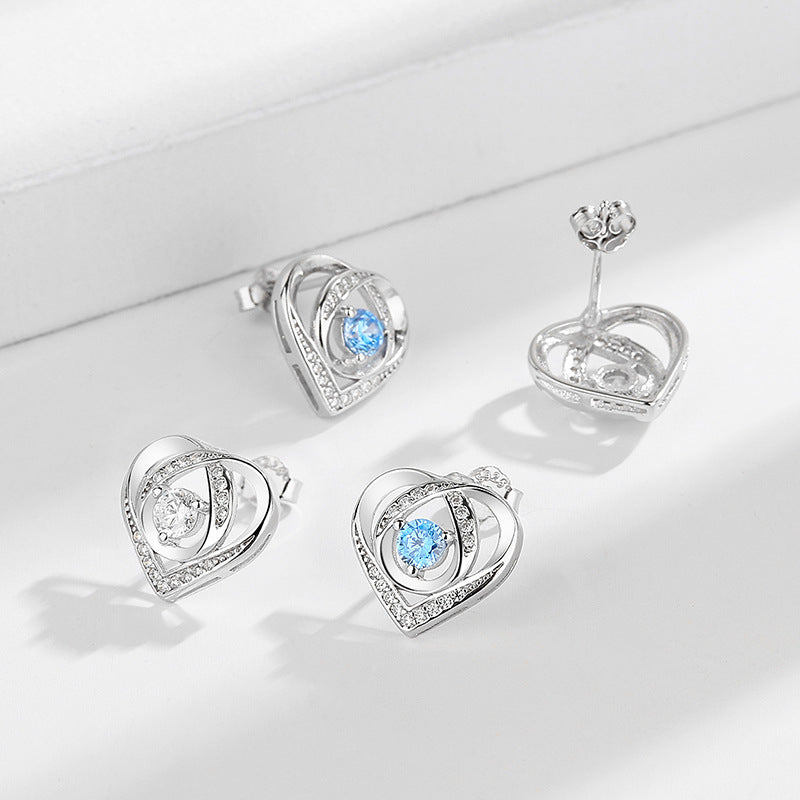 Wholesale S925 Silver Heart-shaped Zircon Earrings
